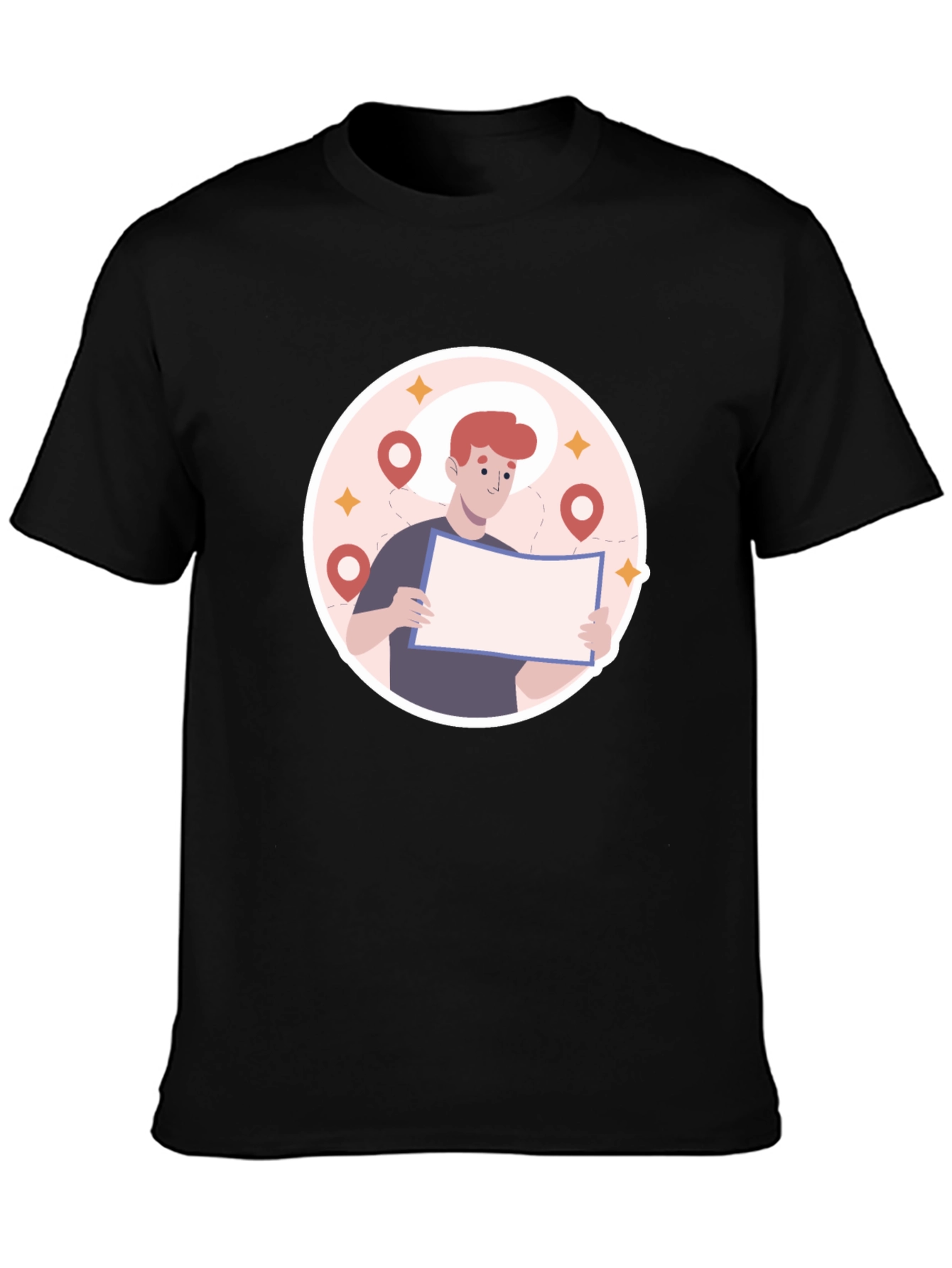 Black Graphic T-Shirt - Lost Traveler Design