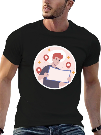 Black Graphic T-Shirt - Lost Traveler Design