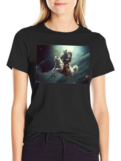 Cat Cosmonaut Horse Rider T-Shirt
