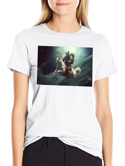Cat Cosmonaut Horse Rider T-Shirt