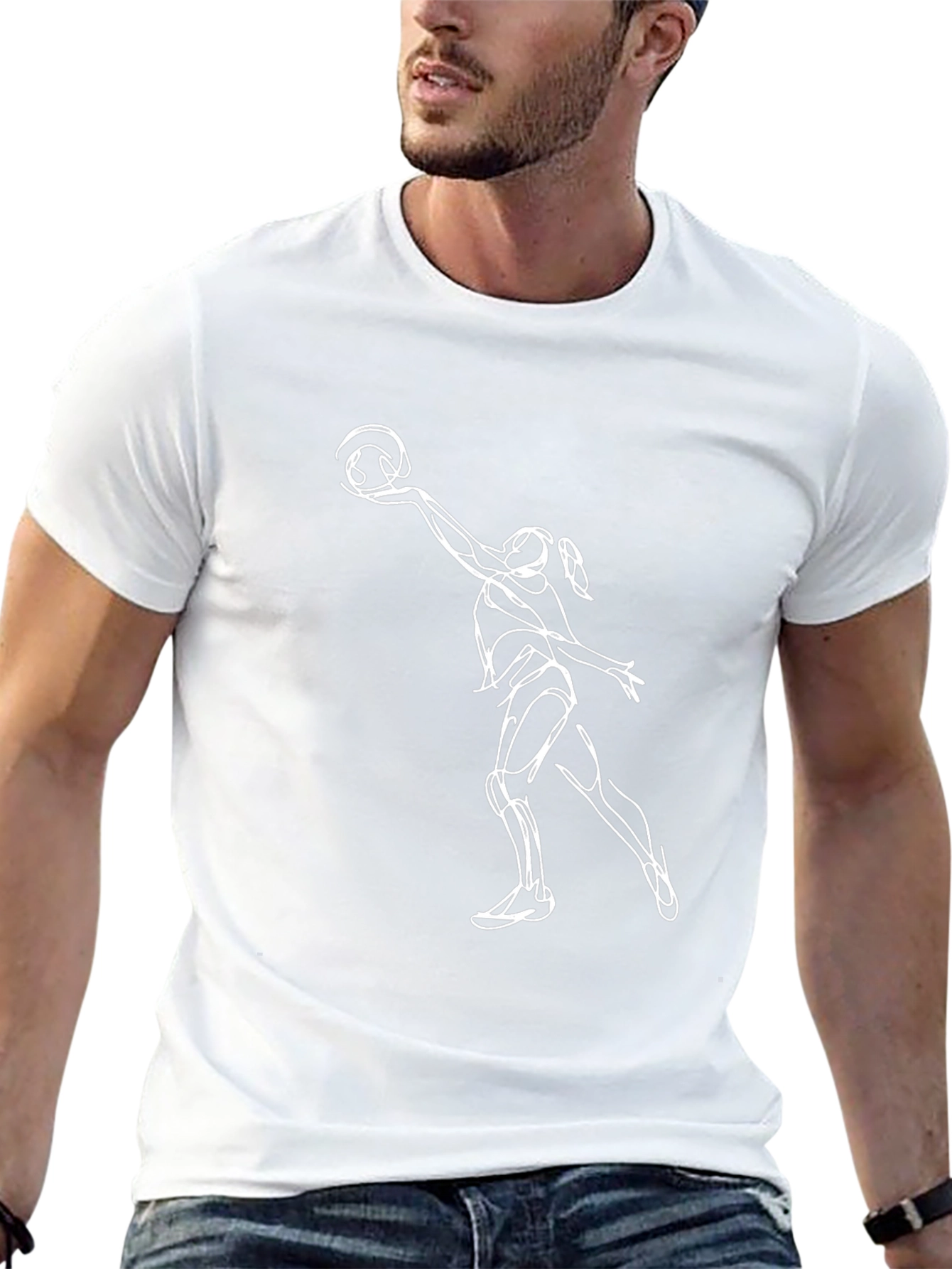 Volleyball Player Graphic Tee - Black Cotton T-Shirt