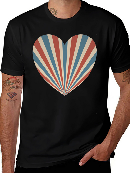 Retro Heart Ray Graphic Tee - Stylish Comfort