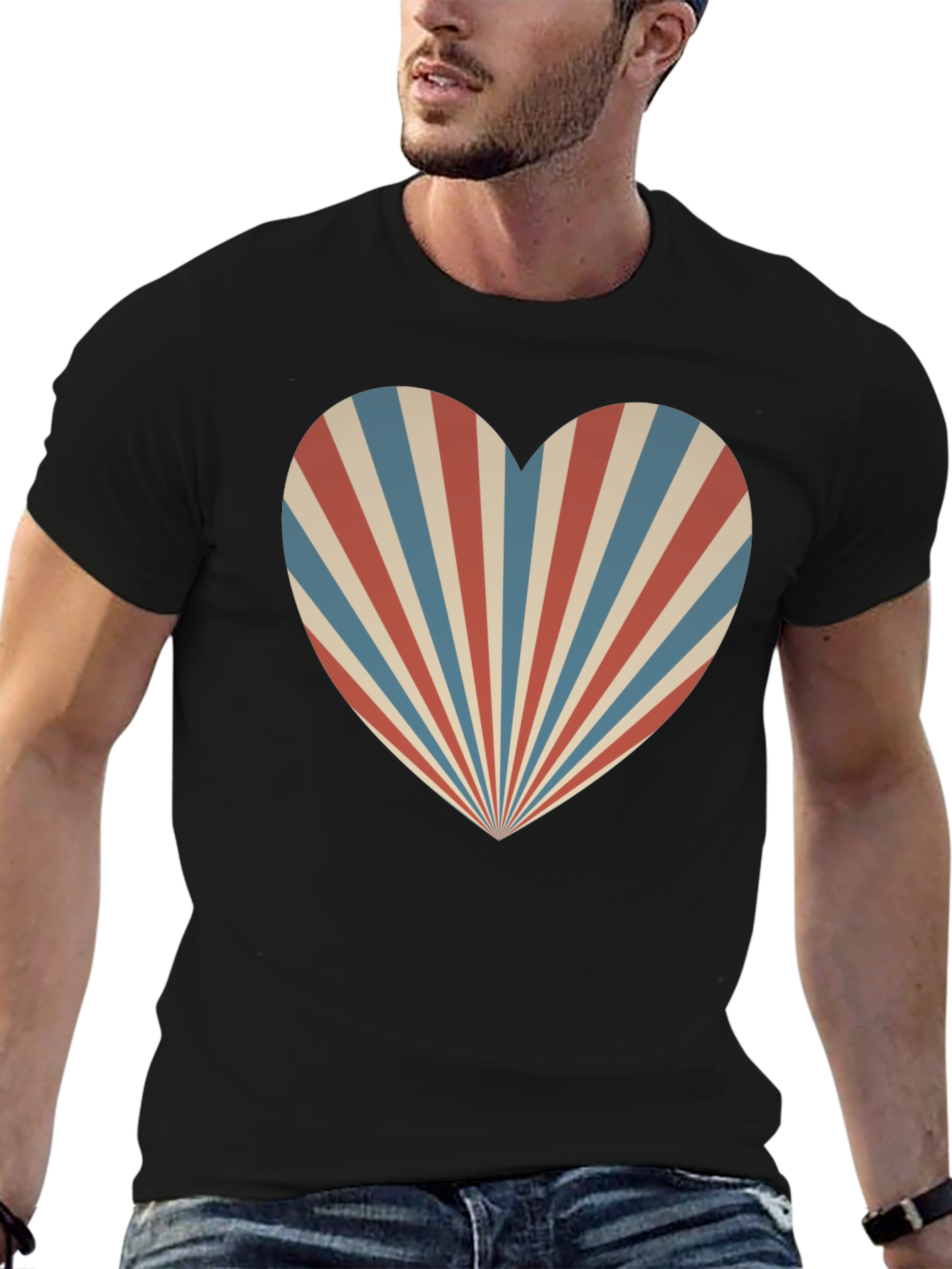 Retro Heart Ray Graphic Tee - Stylish Comfort