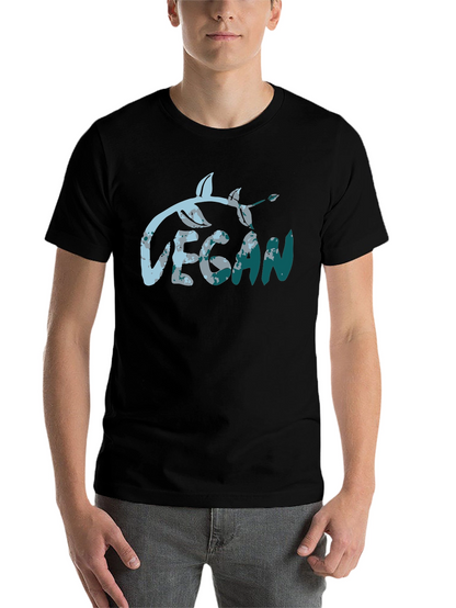 Vegan Leaf Graphic Tee - Black