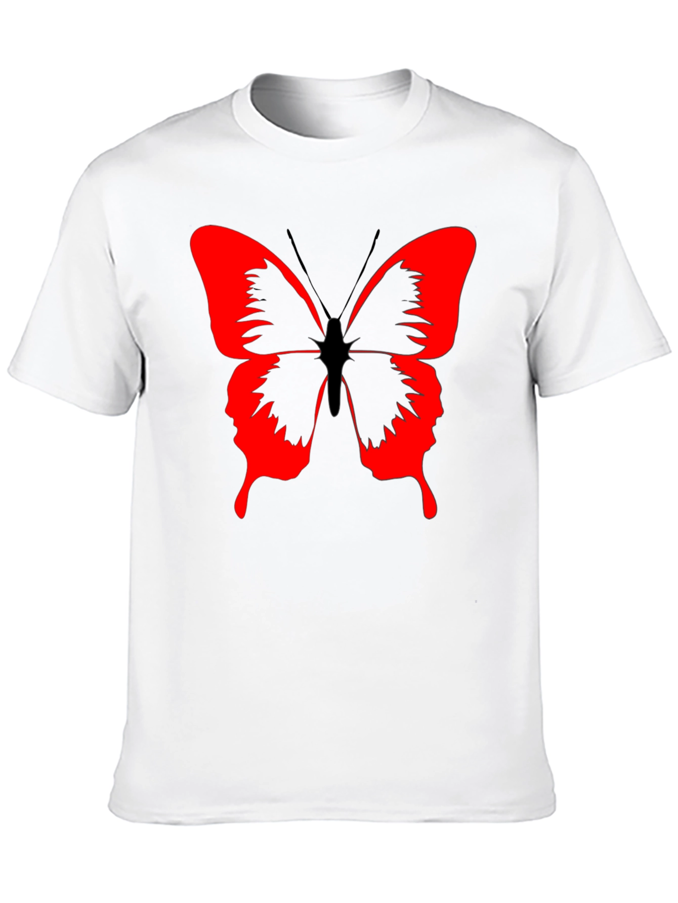 Butterfly Graphic Black T-Shirt - Bold Red Design