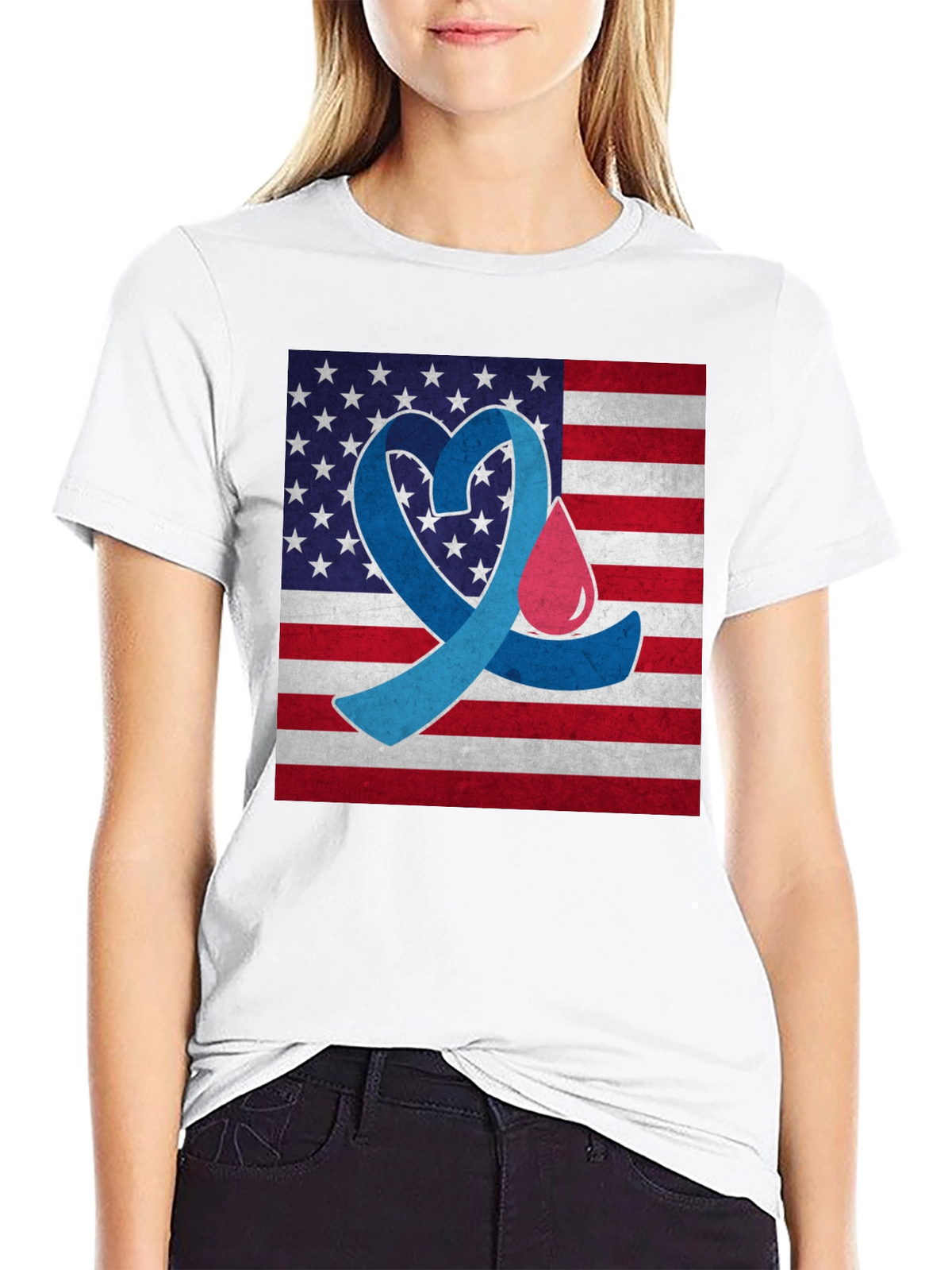 Diabetes Awareness USA Flag Heart T-Shirt