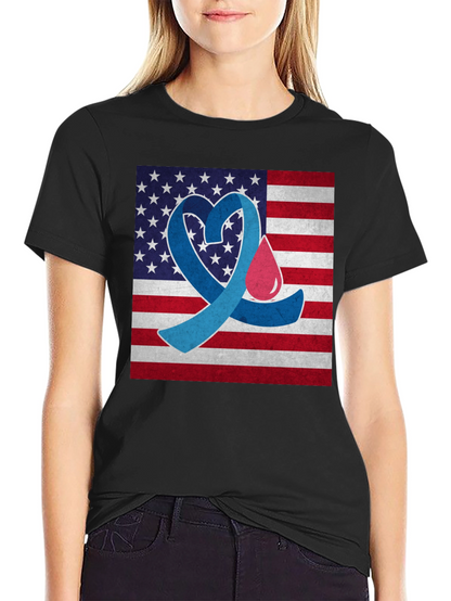 Diabetes Awareness USA Flag Heart T-Shirt