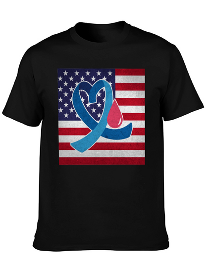 Diabetes Awareness USA Flag Heart T-Shirt