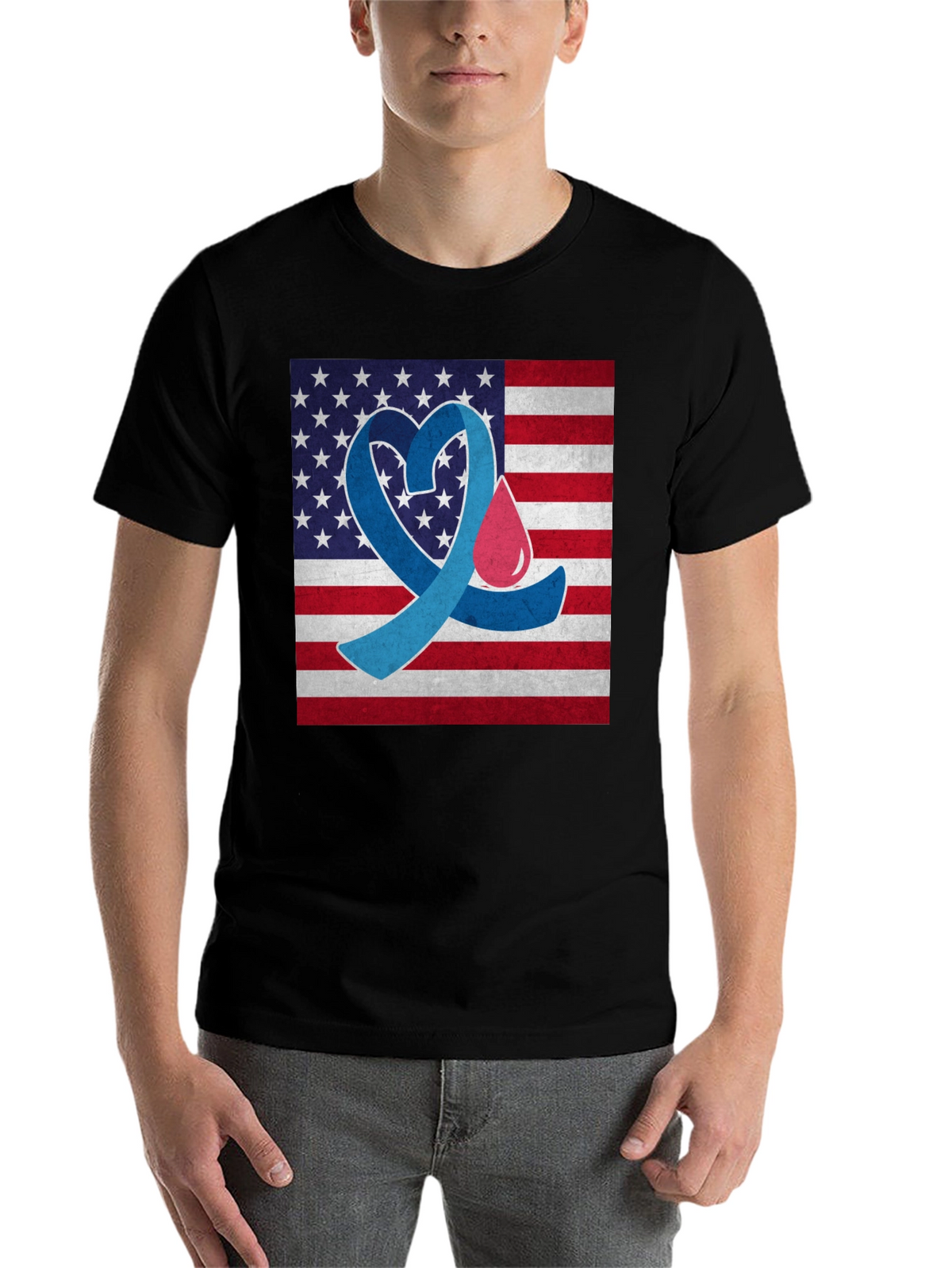 Diabetes Awareness USA Flag Heart T-Shirt