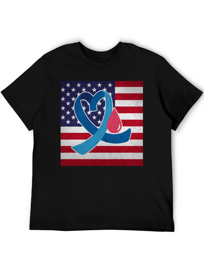 Diabetes Awareness USA Flag Heart T-Shirt