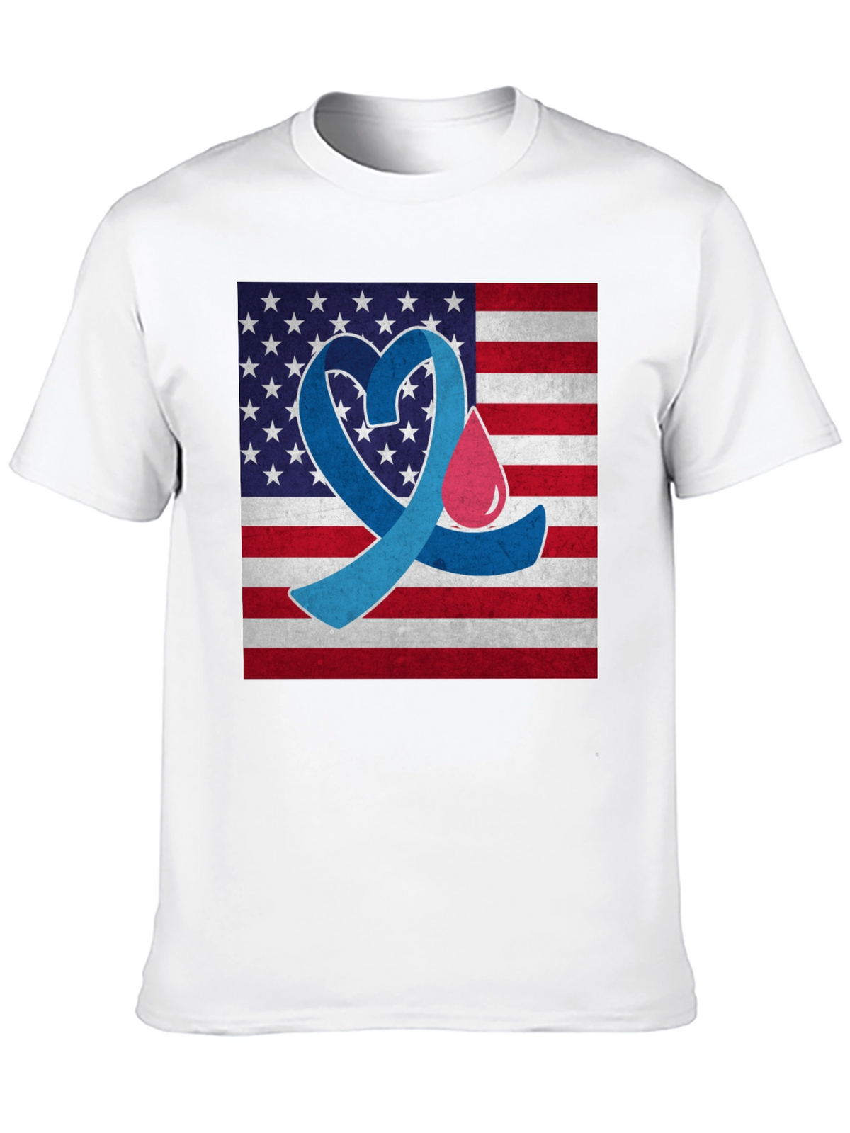 Diabetes Awareness USA Flag Heart T-Shirt