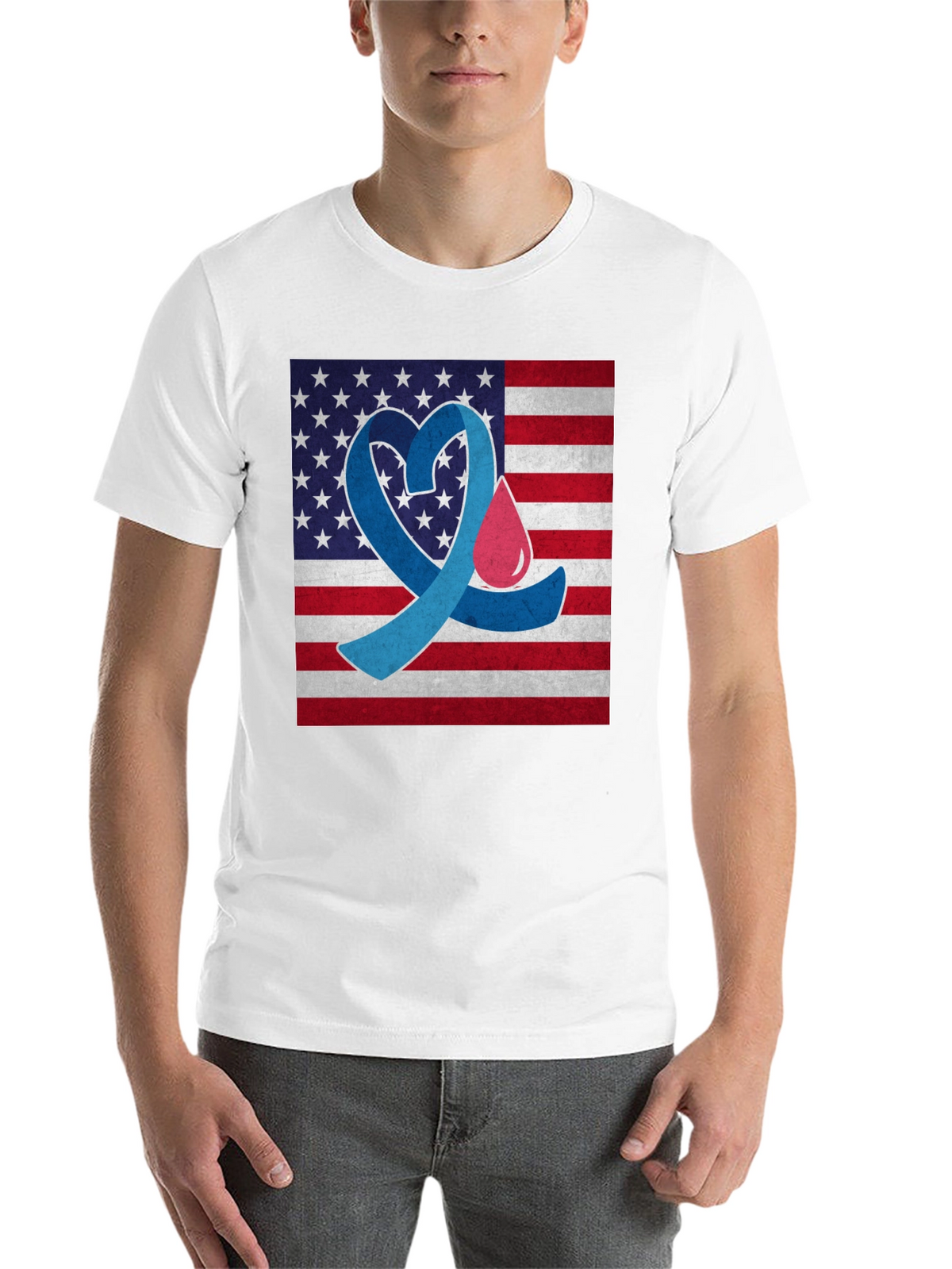 Diabetes Awareness USA Flag Heart T-Shirt