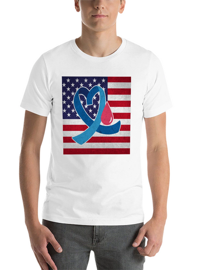 Diabetes Awareness USA Flag Heart T-Shirt