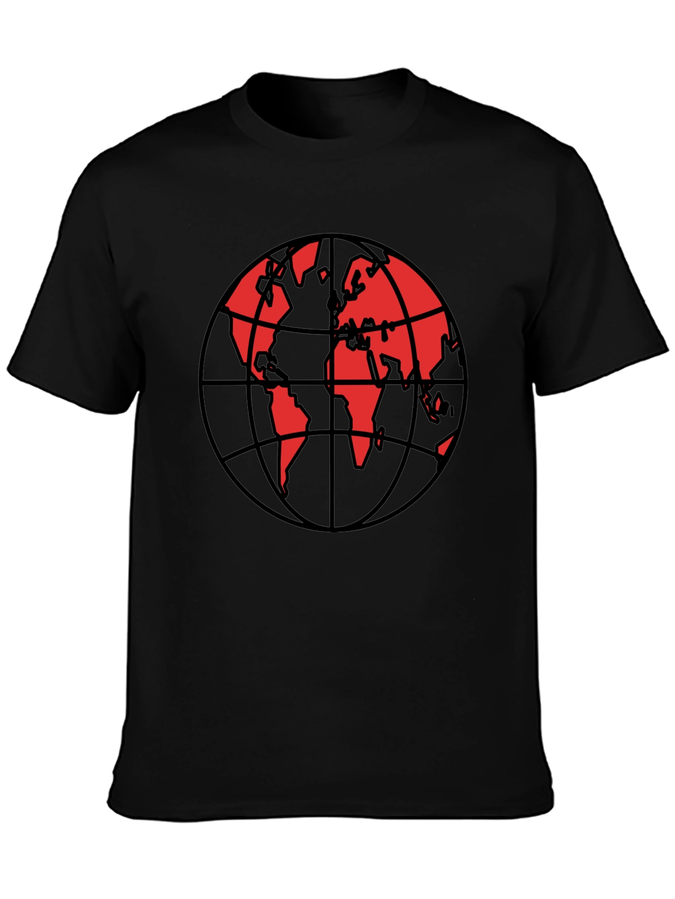 Red Globe Graphic Black T-Shirt