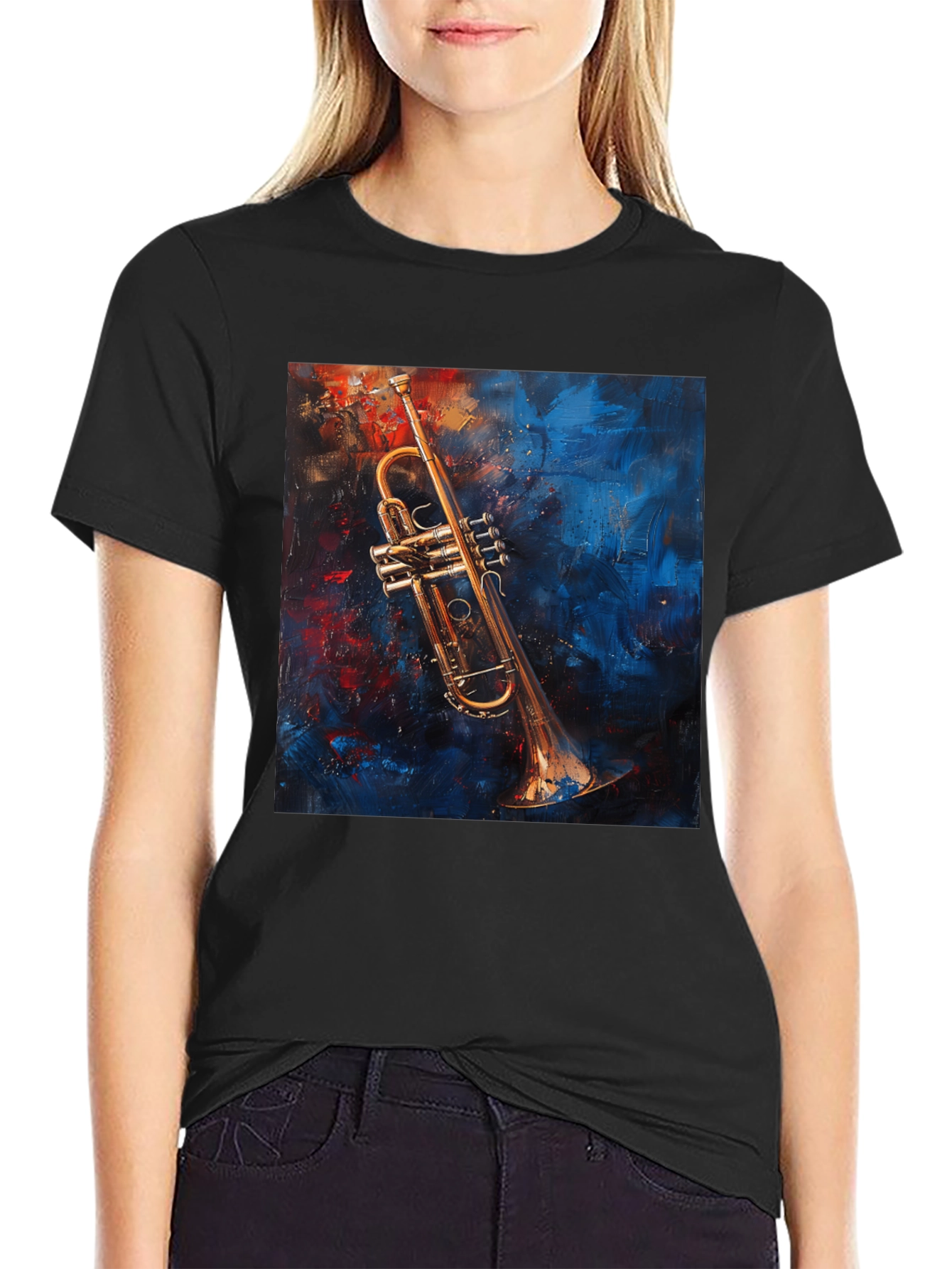 Trumpet Art Graphic Black T-Shirt