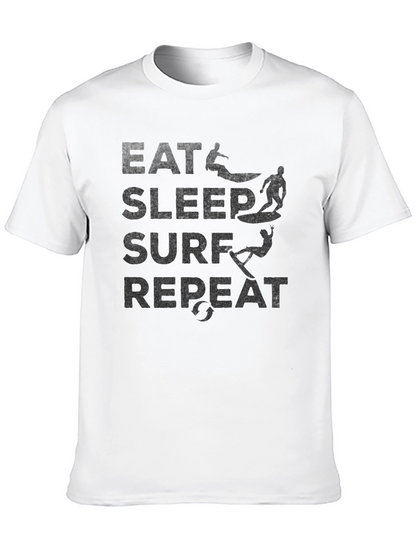 Eat Sleep Surf Repeat Black Graphic Tee