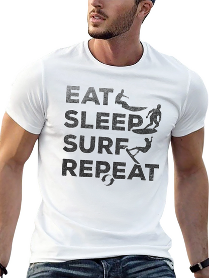 Eat Sleep Surf Repeat Black Graphic Tee