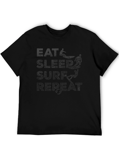 Eat Sleep Surf Repeat Black Graphic Tee