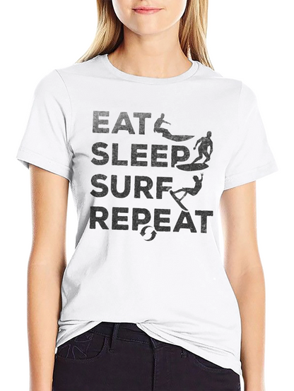 Eat Sleep Surf Repeat Black Graphic Tee