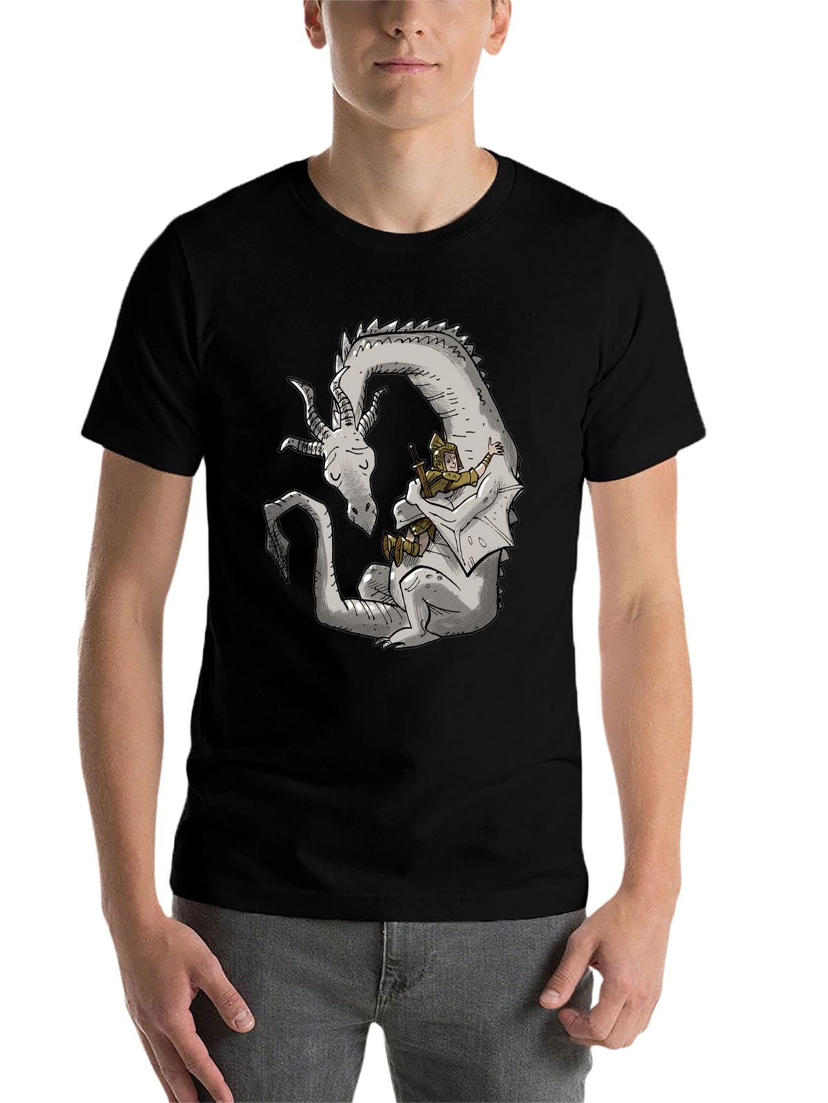 Dragon and Knight T-Shirt - Whimsical Graphic Tee
