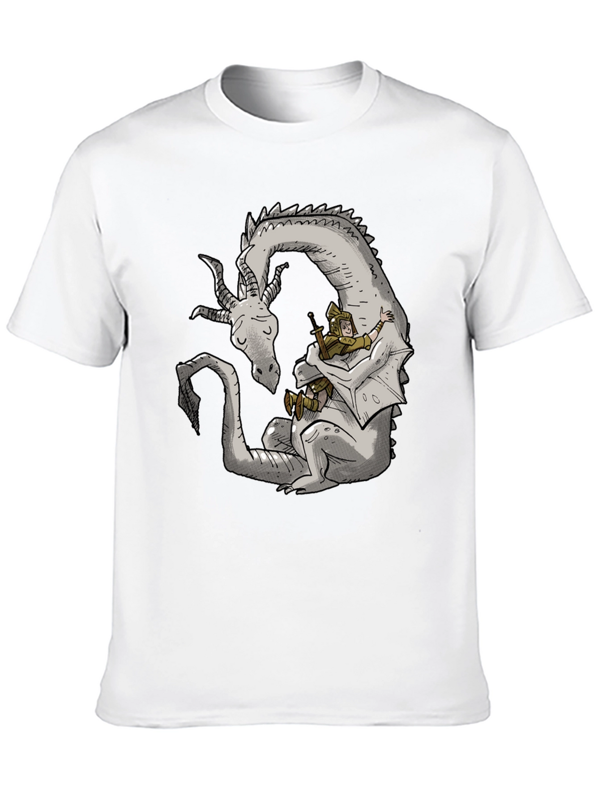 Dragon and Knight T-Shirt - Whimsical Graphic Tee
