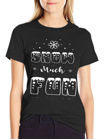 Snow Much Fun Black Graphic T-Shirt