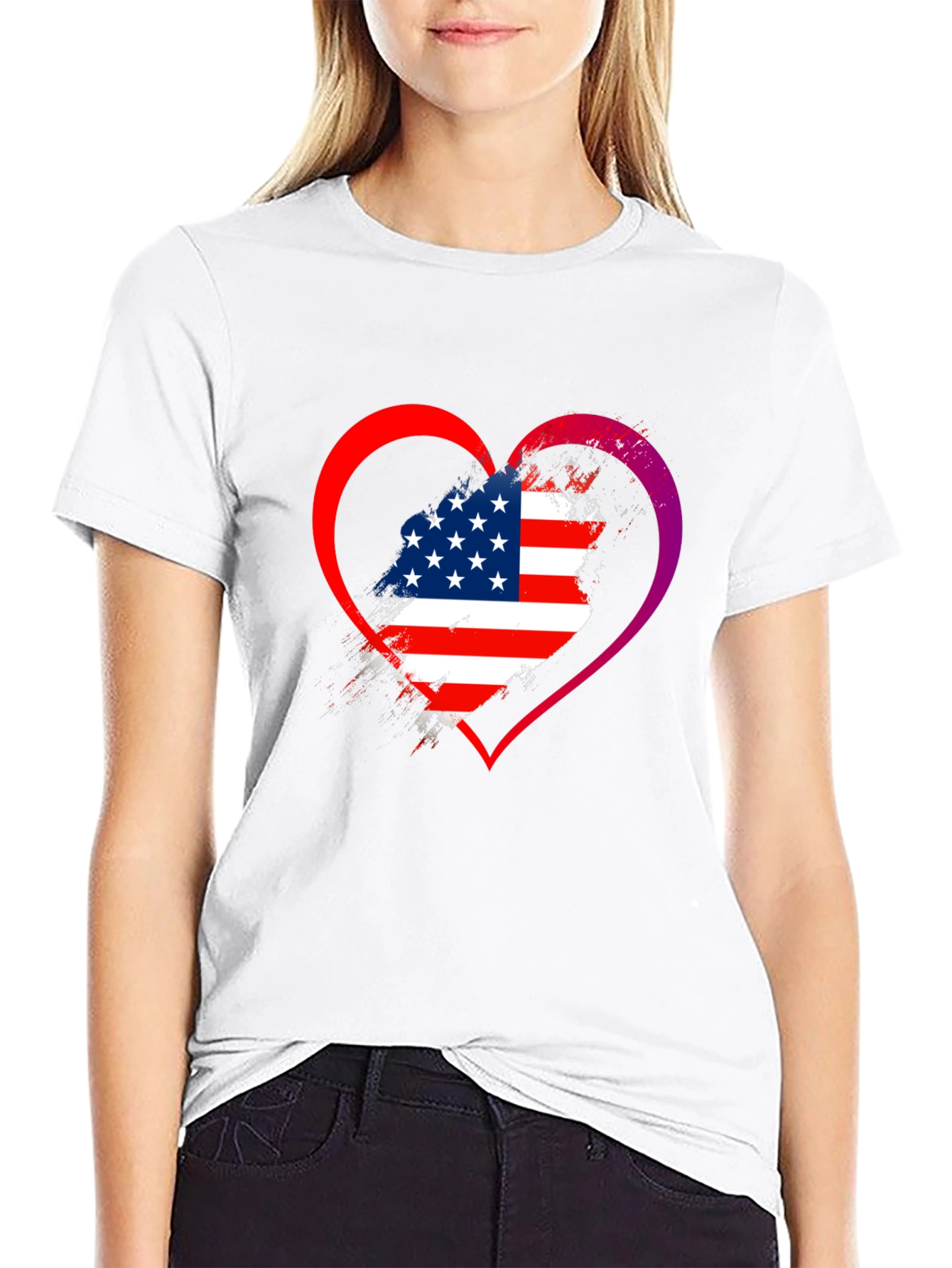 USA Flag Heart Graphic T-Shirt