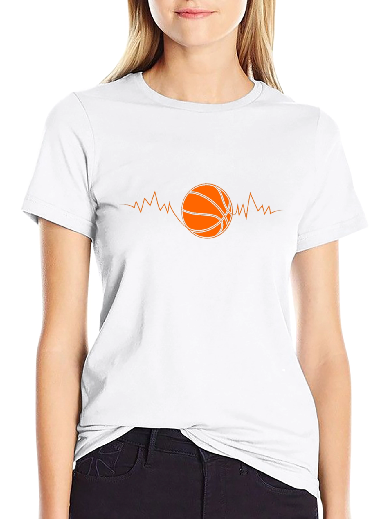 Basketball Heartbeat Black Graphic Tee