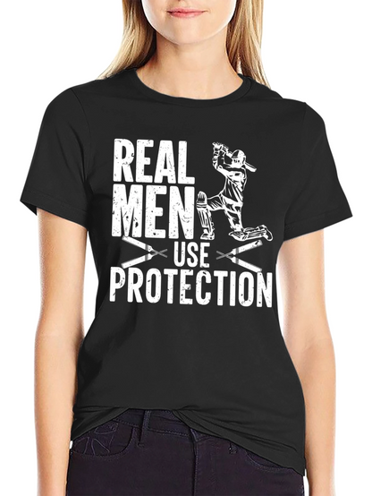 Real Men Use Protection Cricket Graphic T-Shirt