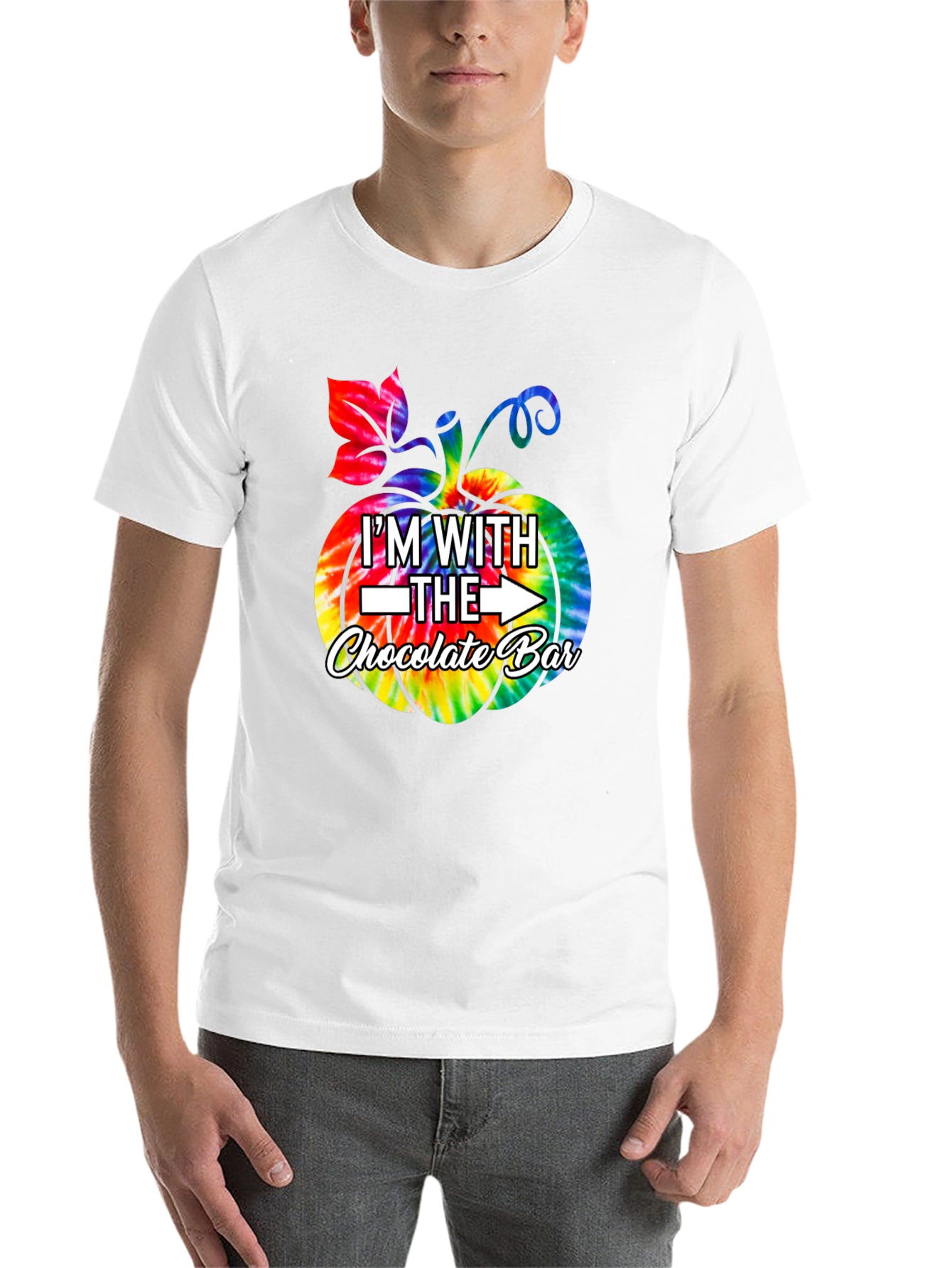 Im With The Chocolate Bar Tie Dye Pumpkin T-Shirt