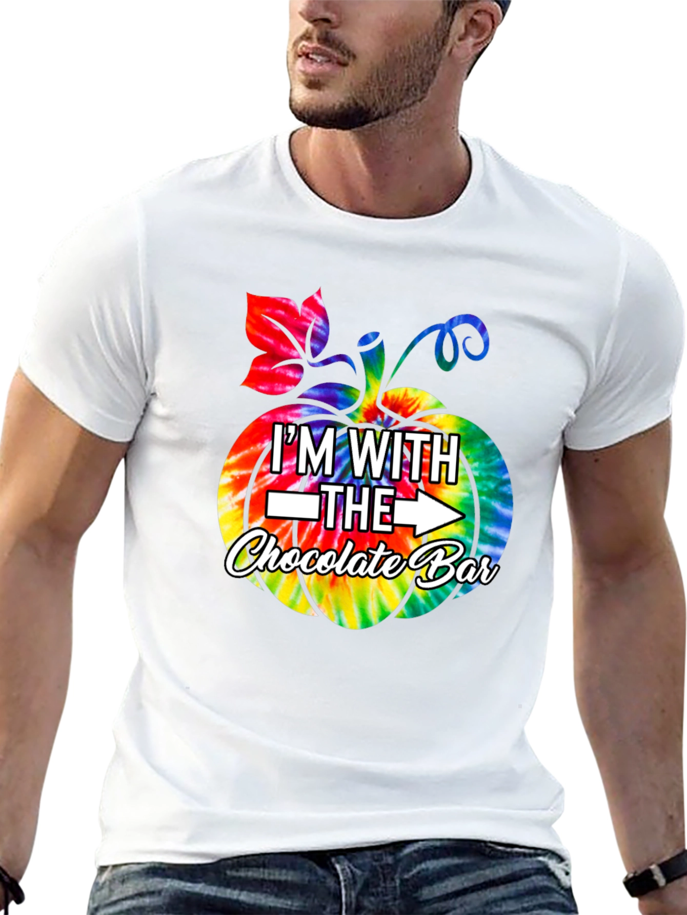 Im With The Chocolate Bar Tie Dye Pumpkin T-Shirt