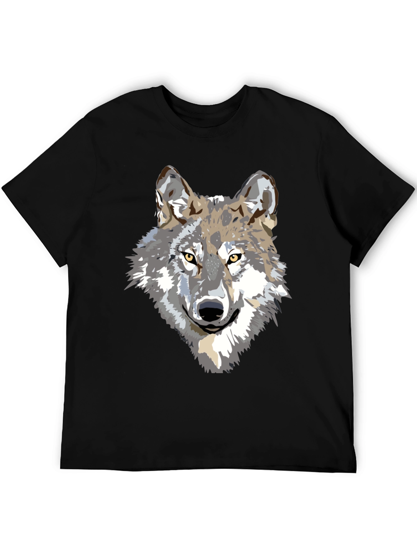 Wolf Graphic Print Black T-Shirt