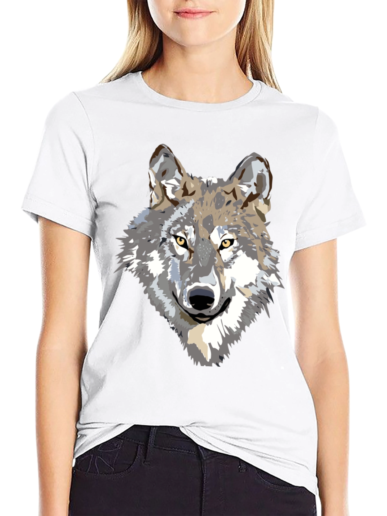 Wolf Graphic Print Black T-Shirt