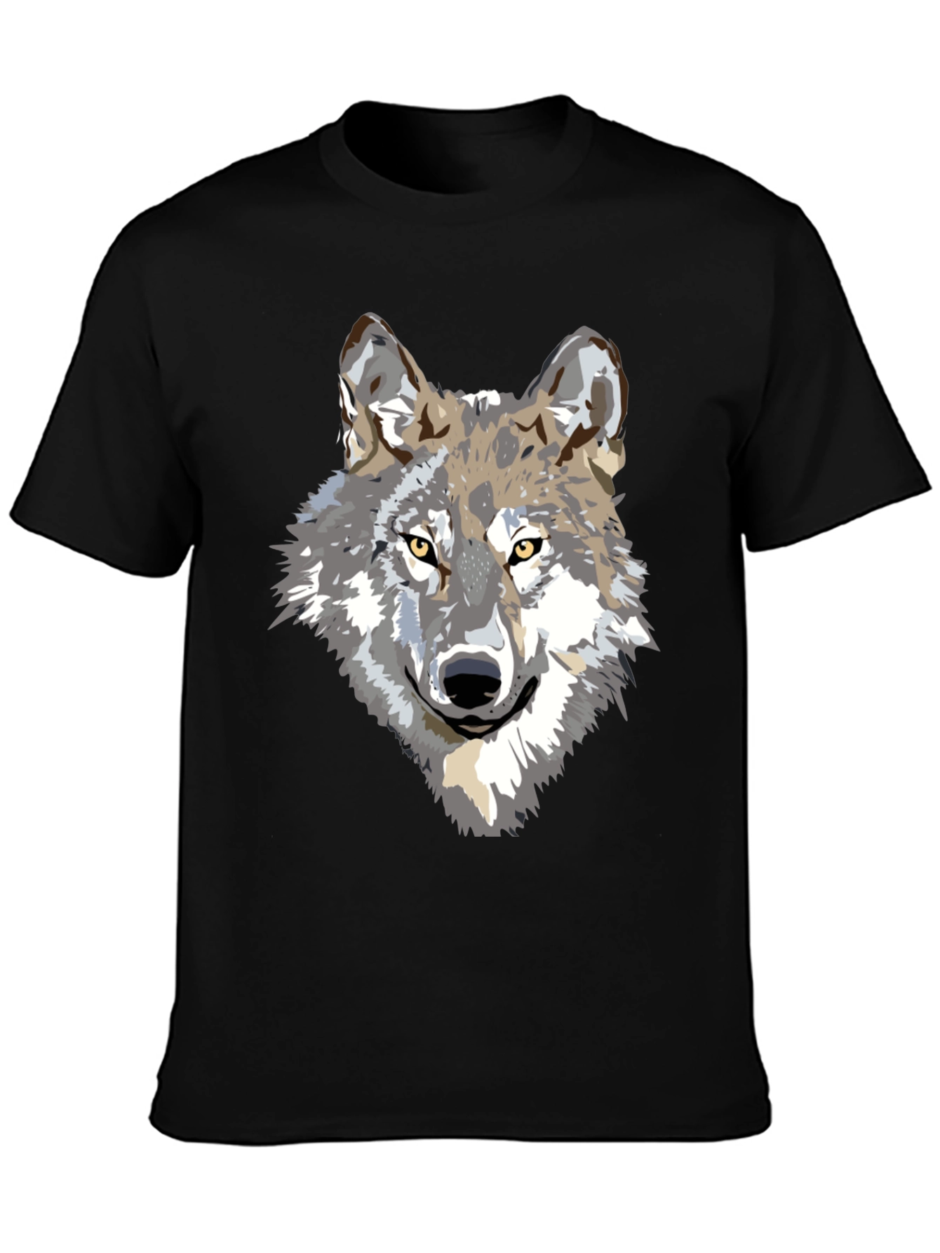 Wolf Graphic Print Black T-Shirt