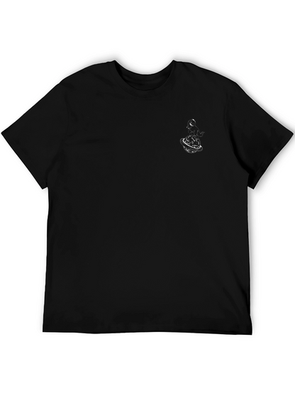 Mens Black Graphic Tee - Space Planet Design