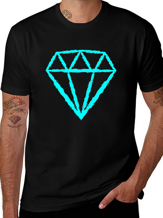 Diamond Graphic Tee - Casual Black T-Shirt
