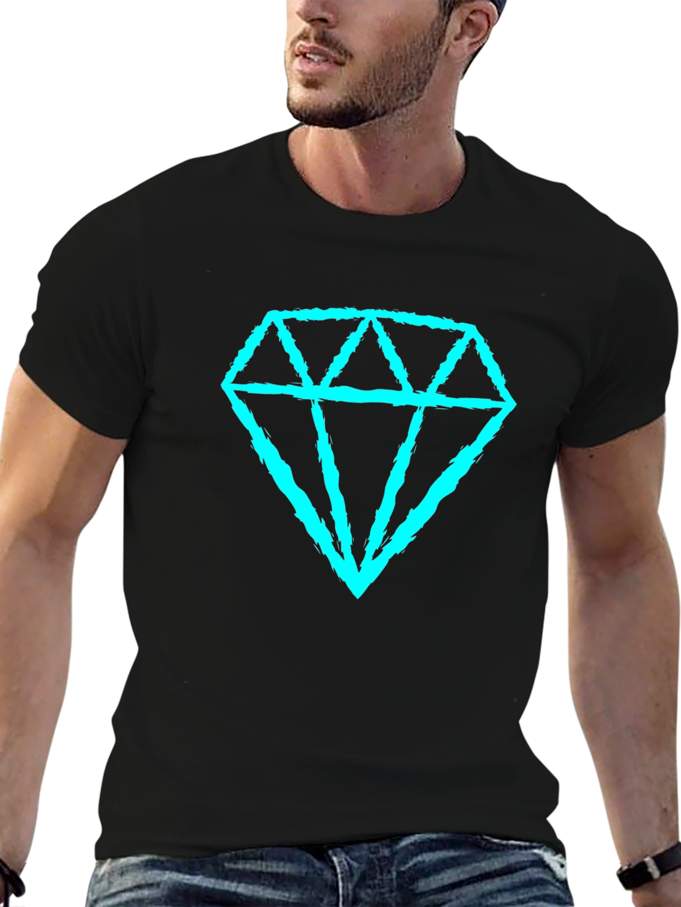 Diamond Graphic Tee - Casual Black T-Shirt