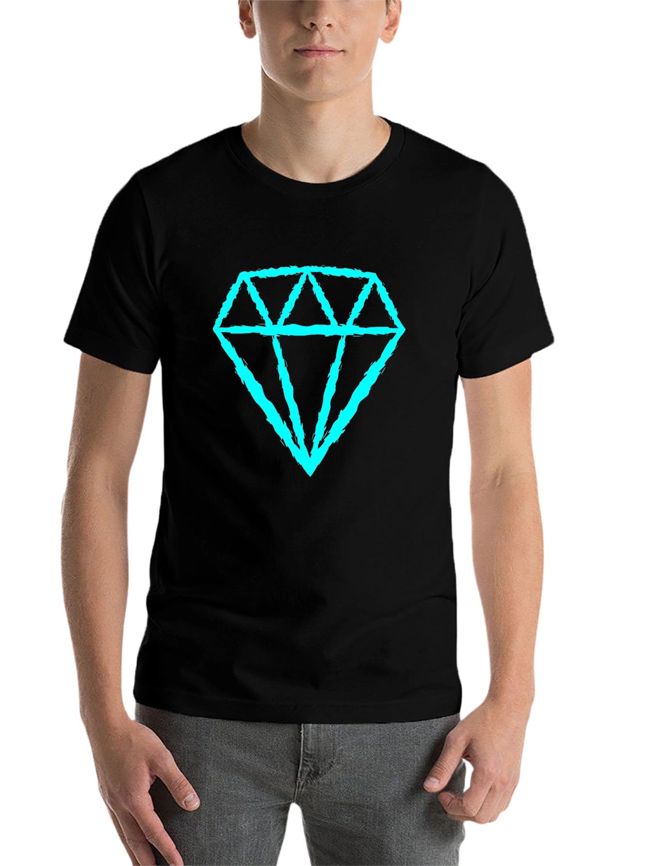 Diamond Graphic Tee - Casual Black T-Shirt