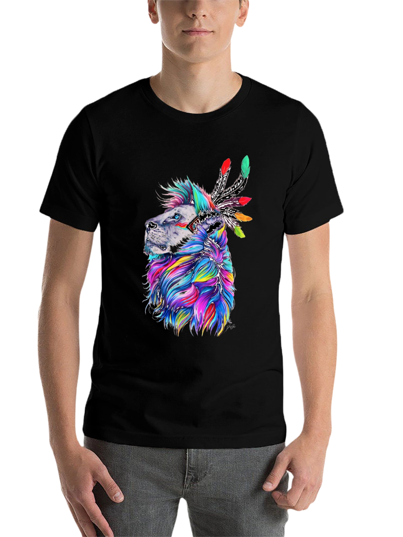 Lion Headdress Graphic Print Tee - Vibrant Design