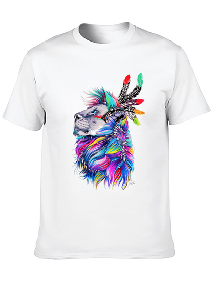 Lion Headdress Graphic Print Tee - Vibrant Design