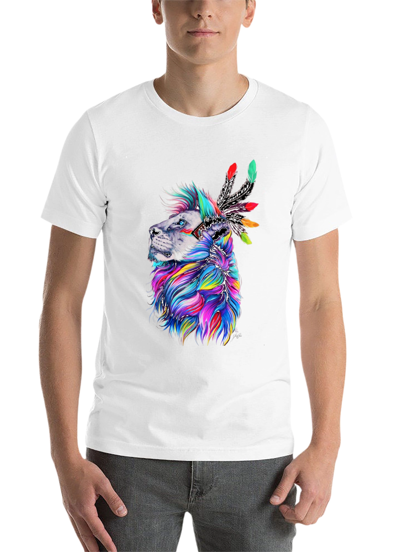 Lion Headdress Graphic Print Tee - Vibrant Design