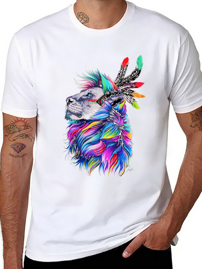 Lion Headdress Graphic Print Tee - Vibrant Design