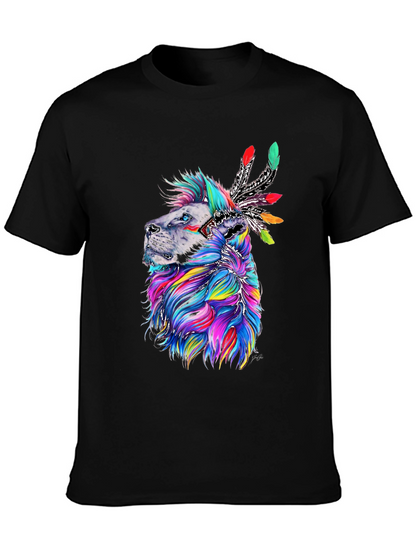 Lion Headdress Graphic Print Tee - Vibrant Design