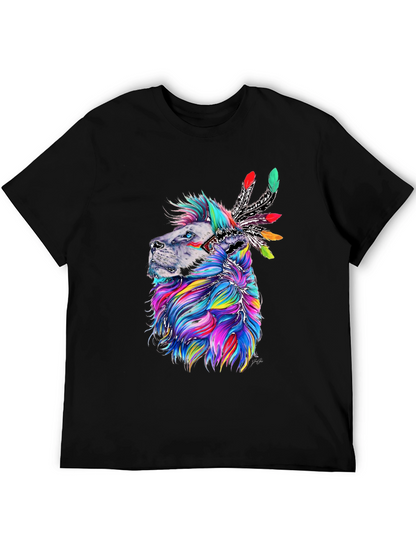 Lion Headdress Graphic Print Tee - Vibrant Design