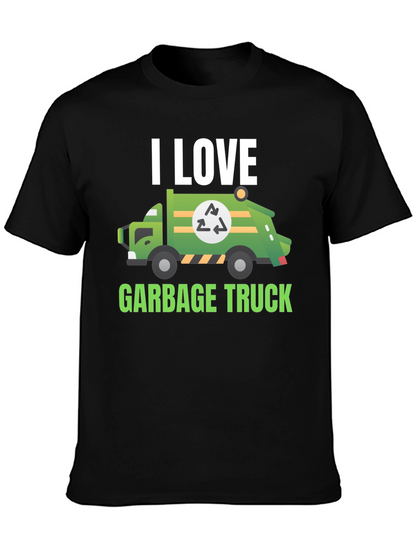 I Love Garbage Truck T-Shirt - Black Cotton Tee