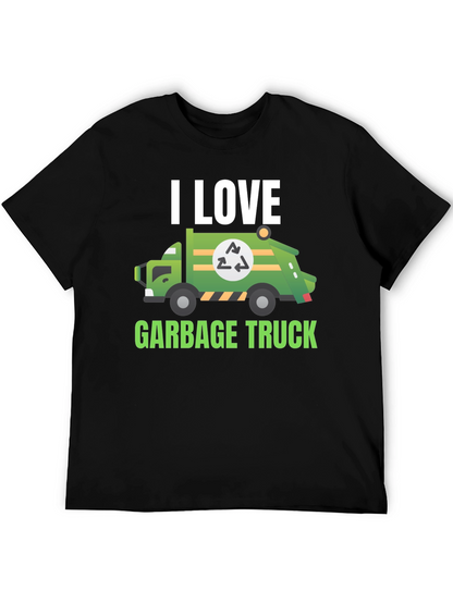 I Love Garbage Truck T-Shirt - Black Cotton Tee