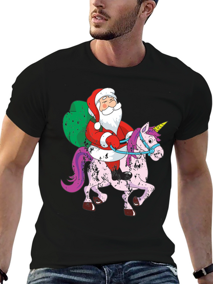 Santa Riding Unicorn T-Shirt