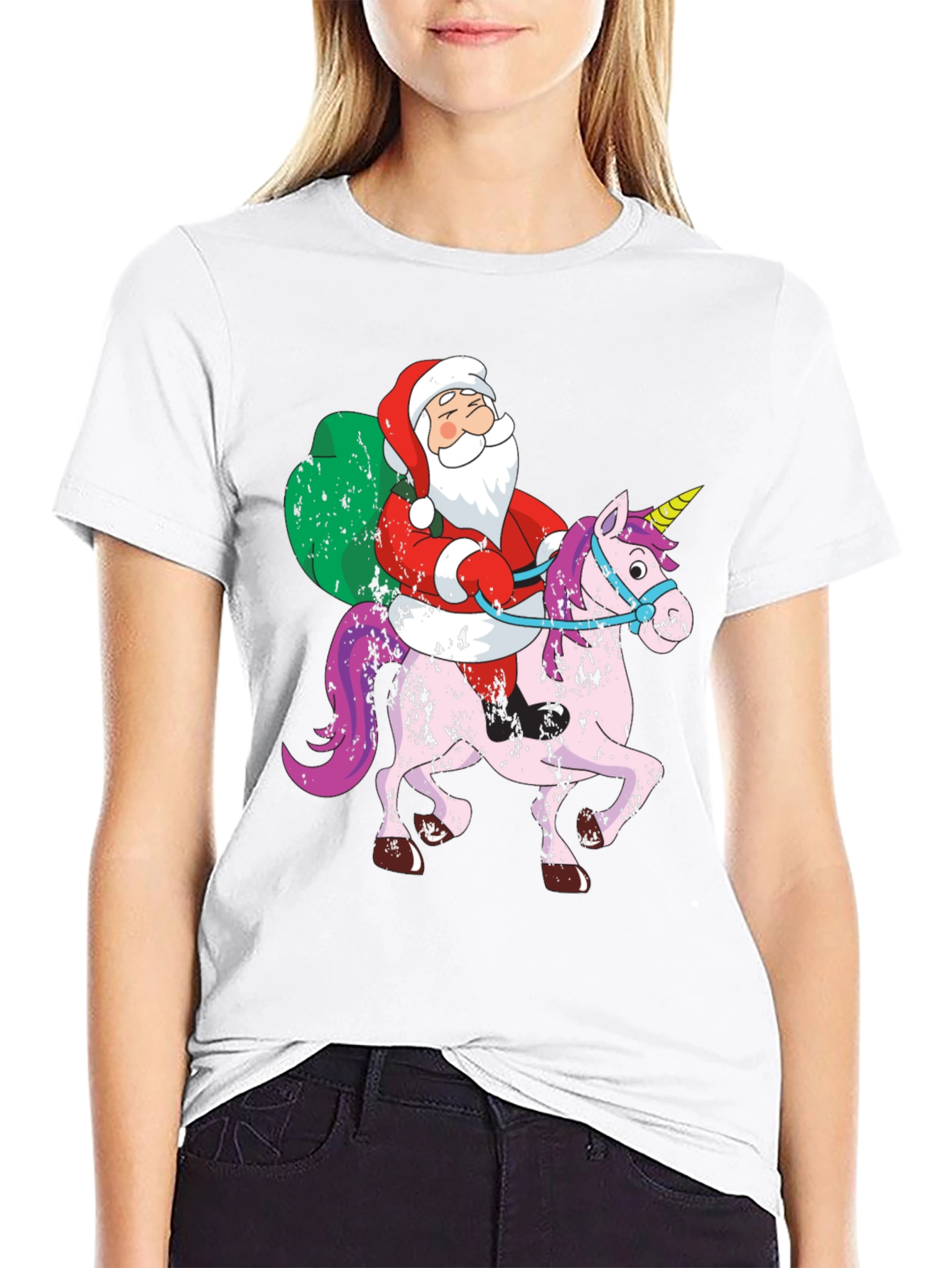 Santa Riding Unicorn T-Shirt