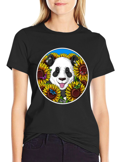 Panda Sunflower Graphic Tee