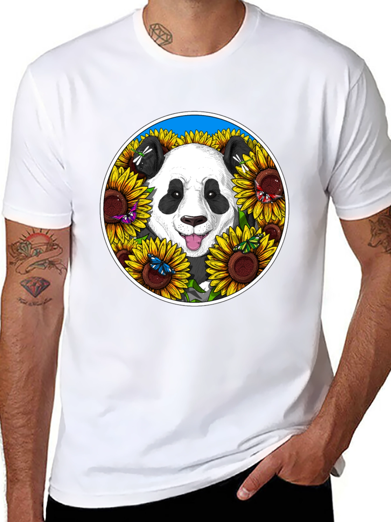 Panda Sunflower Graphic Tee